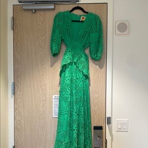 farm Rio green eyelet cut out dress